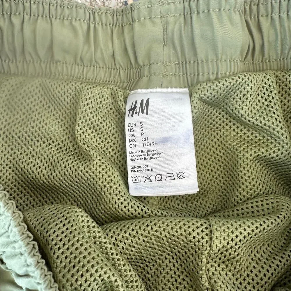 H&M Men’s Small S Activewear Drawstring Beachwear Shorts Sage Green